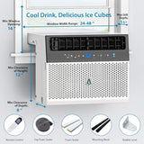 8000 BTU U-Shaped Window Air Conditioner, Wi-Fi Enabled Smart Window AC Unit Cools Up to 350 Sq. Ft, Dehumidifying & Fan, Quiet Operation and Easy Installation, Remote & App Control for Home & Office