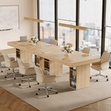 63”Executive Desk with Cabinet Storage, Farmhouse Home Office Desk, Wooden Computer Desk, Oak