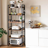 Adjustable 6 Tier Open Bookcase, Rustic Farmhouse Book Shelves, Industrial Wood and Black Metal Bookshelves