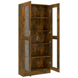 Rustic Oak Bookshelf with Doors - 186cm Tall Freestanding CD Storage Unit & Stylish Bookcase for Living Room & Home Office - Modern Sideboard Organizer