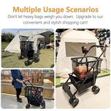 Foldable Shopping Cart with Wheels - Heavy Duty Grocery Cart, 80lbs Collapsible Utility Cart for Groceries