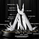 High-end Professional Multitool Pliers 15-in-1 Stainless Steel with Safety Lock 7-inch Multi Tool Foldable Pliers with Large Saw Blade Wire Cutter Scissors and Screwdirver Set Camping Survival for Man