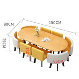 Oval Dining Table Set 6 Chairs Office Conference Reception Table Negotiation Business Coffee Table