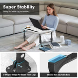 Lap Desk for Bed Adjustable Height, Foldable Bed Table with Storage Drawer, Tablet Slot & Cup Holder