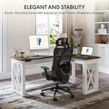 FLEXISPOT L-Shaped Executive Electric StaL-Shaped Executive Electric Standing Desk, 62"x48" Wood Farmhouse Home Officending Desk, 62"x48" Wood Farmhouse Home Office Height Adjustable Corner Desk with Drawer (3 Packages)