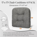 Basic Beyond Chair Cushions for Dining Chairs, Non-Slip Chair Pads, Thick Seat Cushions 4, 17" x 17" x 4", Dark Grey