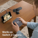 1080P Webcam with Microphone, C960 Web Cam, 2 Mics, 90° FOV, USB Type-A & A-to-C Adapter, Plug&Play Computer Camera for Online Calling