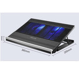 KMWHPJN Laptop Cooling Pad, LED Fan, Four-Way, LCD Display Controller, Power Supply, Up to 17, Non-Slip Mat, Black Grid