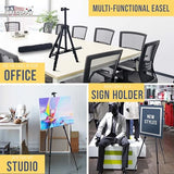 Black Metal Tripod Easel Display (10 Pack) - Adjustable 20"- 5.5', Holds 32" Canvas - Floor/Tabletop Easel Stand