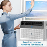 Window Air Conditioner, 8,000 BTU Cools 350 Sq Ft, Wi-Fi Enabled Smart AC with Remote & App Control, Easy Install Kit, Energy Efficient Cooling for Medium Rooms, White