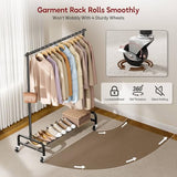 SLEEPING LAMB Heavy Duty Clothing Racks for Hanging Clothes Rack, 43" Wide Rolling Garment Rack Metal Clothing Hanger Rack with Wheels (Black)