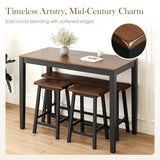 Sophia & William Solid Wood Counter Height Table and Chairs, Walnut