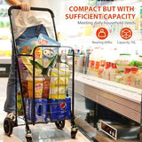 Shopping Cart with 360° Swivel Wheels Folding Utility Cart with Easily Collapsible Cart with Extended Foam Cover