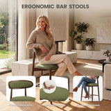 Wooden Bar Stools Set of 4, 24.8” Counter Height Stools with Rubberwood Legs & Ergonomic Backrest