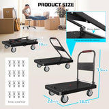Platform Truck, Foldable Handcart with Swivel Wheel 34"x22" Heavy-Duty Push Dolly Cart