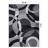 Rugshop Overlapping Circles Contemporary Abstract Area Rug Gray 10' x 14'