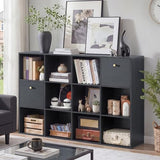 Cube Storage Organizer with 12 Open Shelf, Black Bookshelf with Storage Bins, Freestanding Book Case