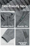 GINGTTO Mens Quarter Zip Pullover Hoodies For Men Grey Corduroy Sweater Men 1/4 Zip Hoodie L
