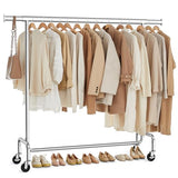 SONGMICS Clothes Rack with Wheels, Heavy-Duty Garment Rack with Extendable Hanging Rod, 286.6 lb Load Capacity, Silver UHSR11S