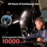 OGERY Rechargeable 10000mAh Camping Light with Stand 6.5 ft Max Height, Cordless Work Light with 3 LED Lamp Heads, 2200 Lumens Camping Essentials Gear Emergency Flashlight with Detachable Tripod