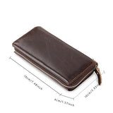 Genuine Leather Wallet Man Large Capacity Functional Handbag Oil Wax Bag Purse Pocketbook Billfold Moneybag