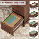 Executive Desk with File Drawers, Farmhouse Home Office Desk with Charging Station, 60 in Wooden Computer Desk, Walunt Brown