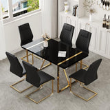 CTPNMCIN Modern Dining Table Set for 6, 55'' Gold Dining Room Table