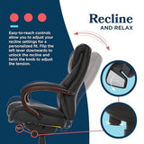La-Z-Boy® Bellamy Executive Office Chair with Memory Foam Cushions, Real Wood Arms and Swivel Base, Black