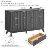 T4TREAM 54" Wide Fluted 6 Drawer Dresser for Bedroom
