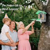 DOCOON Smart Bird Feeder with Camera, 2K HD AI Identify Birds Species, Bir d Watching Camera with Solar Panel, Instant Notifications, Ideal Present for Bir d Lover, Grass Green