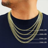 Nuragold 10K Real Yellow Gold Cuban Curb Link Chain Necklace