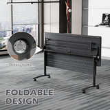 Aethelwyn Modular Folding Conference Table with Wheels, Flip Top Mobile Training Room Tables, Portable Work Table for Office Meeting Seminar Classroom (6, Dark Grey, 61.0IN)