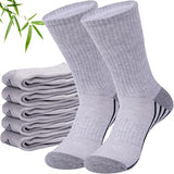 Sunew 6 Pairs Women Wicking Viscose Made from Bamboo Socks,Athletic Indoor Sport Running Workout Crew Cushioned Wicking Moisture Hiking Cycling Work Bamboo Fiber Socks Grey S