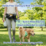 Dog Training Treat Pouch with Poop Bag Dispenser, Secure Zipper Pouch, Puppy Reward Bag, Hands-Free Waist Belt, Reflective Design for Walking and Obedience Training, Black