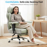COMHOMA Big and Tall Office Chair Wide Ergonomic Gaming Chair with Deluxe Embossing Designed Leather with Foot Rest,150°Reclining Adjustable Armrests Pocket Spring Back Support and Pillow
