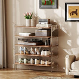 YQJJGL Shoe Rack for Entryway, Solid Wood and Acrylic Structure Shoe Stand, 5-Tier Modern Shoe Shelf, Ideal for Small, Living Room and Walk-in Closet