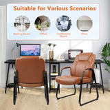 CLATINA Big & Tall 500 lb. Guest Chair, PU Leather Office Reception Chairs with Sled Base, Desk Chair No Wheels for Waiting Room Conference Lobby Computer Living Room, Brown, 4 Pack