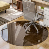 Round Tempered Glass Chair Mat for Carpet & Hardwood, Heavy-Duty Glass Floor Mat for Office Chair