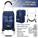 Ultra-Lightweight Stair Climber Cart for Groceries & Laundry, Durable 6-Wheel Folding Shopping Cart