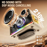 W-KING Bluetooth Home Speaker 210W Max- Retro Wireless Speakers with Rich Bass, 24H Playtime, BT5.4/AUX/TF/USB Inputs, Fast Charging, 4-Color Ambient Light, Portable Speaker for Home/Picnic/Outdoor