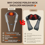 PERLEVI Neck and Shoulder Massager with Heat, Cordless Shiatsu Shoulder Massager for Pain Relief Deep Tissue, Rechargeable 6D Kneading Massage for Neck and Shoulde Pain, Gifts for Mom&Dad (Grey)