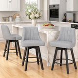 REONEY Counter Height Swivel Bar Stools, 24" Upholstered Barstools Set of 3