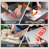 Titanium Cutting Board Set of 3,100% Pure Titanium Cutting Boards for Kitchen, Double Sided Food-Grade Chopping Board for Cutting Meat Vegetable Fruit, Dishwasher Safe