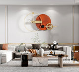 PSYCHE GOD Large Gold Round Decorative Wall Clock Silent Modern Metal Wall Art Decor for Living Room Office Bedroom Kitchen Hotel Cafe 40" × 25"