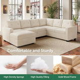 HONBAY Corduroy Sectional Sleeper Sofa with Pull Out Bed