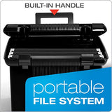 Pendaflex Portable File Box with File Rails, Simple Document Storage, File Bin for Home and Office, Hinged Lid with Double Latch Closure, Black