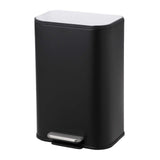 3.2 Gallon Bathroom Trash Can with Lid, Stainless Steel Garbage Can with Foot Pedal & Removable Inner Bucket, Rectangular Small Step Waste Bin for Kitchen Living Room (Matte Black)
