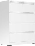 4 Drawer Lateral File Cabinet, Metal Filing Cabinet for Home Office, White