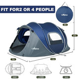 CampExo Camping Tent, Pop Up Instant Tent for 2-3 Person, Sets Up in Just Seconds, Waterproof Durable Tent with Carry Bag for Camping Hiking Outdoor (Navy Blue)