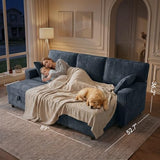 Dreamzie 89'' L Shaped Sectional Sleeper Sofa with Flip-Down Center Console & Charging Ports